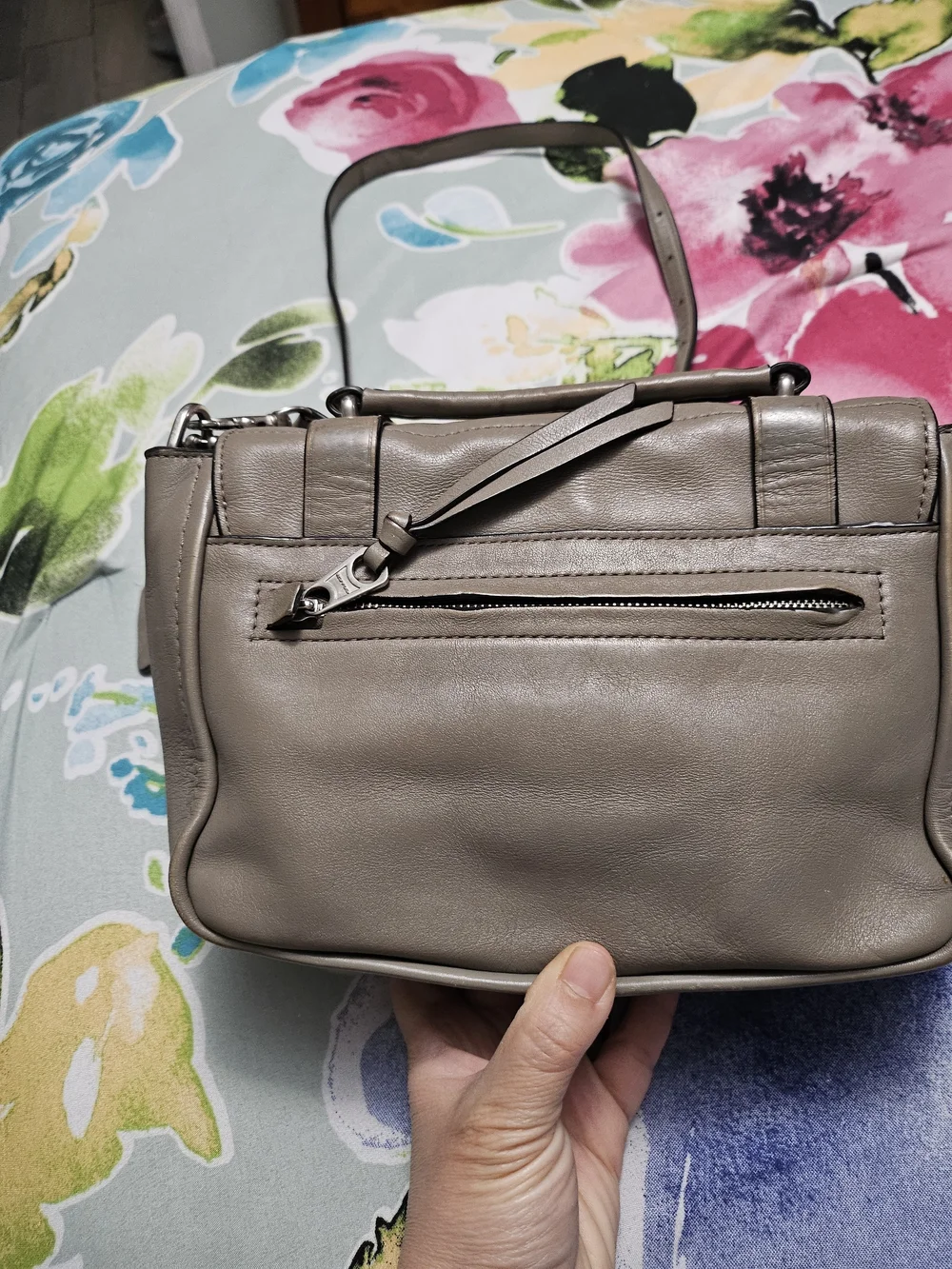 Coach Taupe Gray Leather Turnlock Crossbody Bag